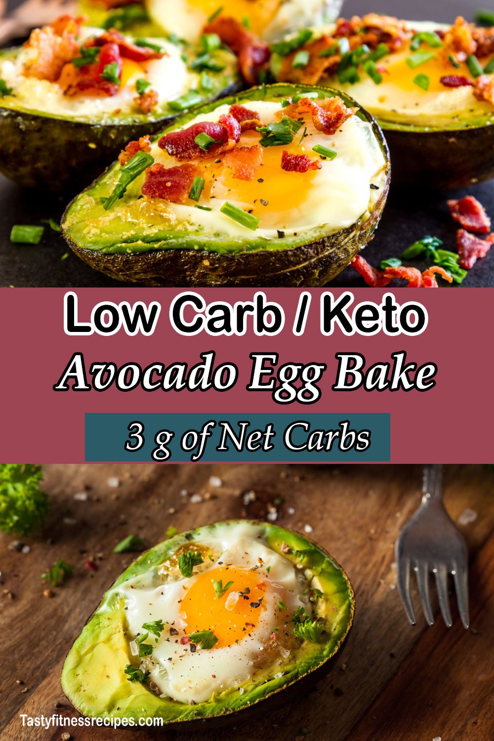 low carb keto avocado egg bacon bake