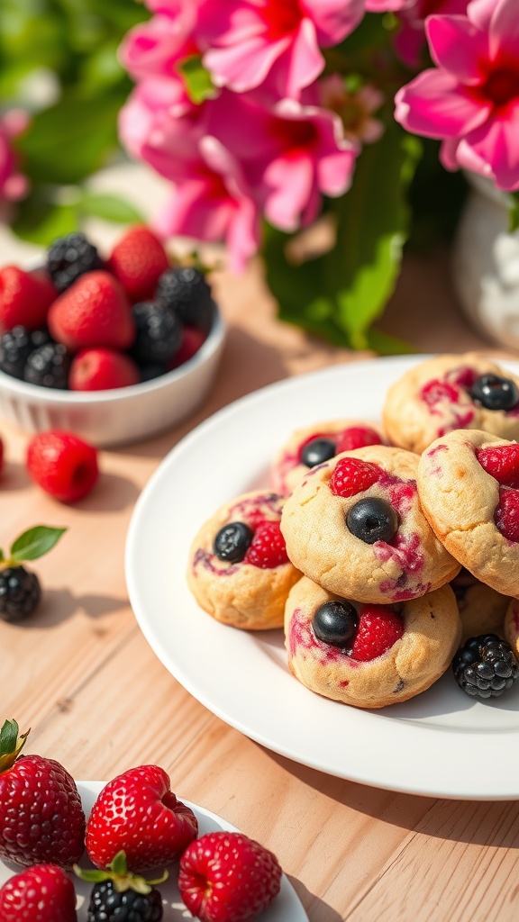 Bright Berry Blast Cookies with fresh berries