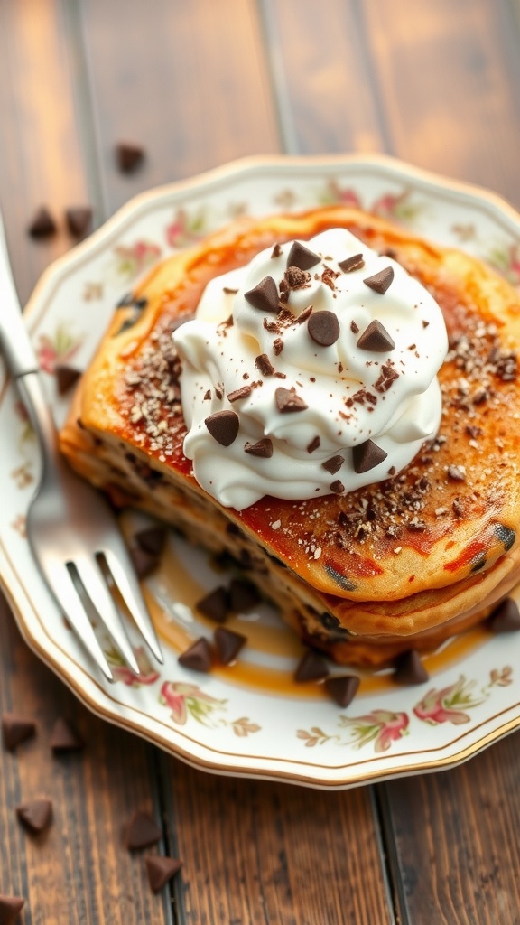 Chocolate Chip Dutch Baby Pancake served with whipped cream and chocolate chips