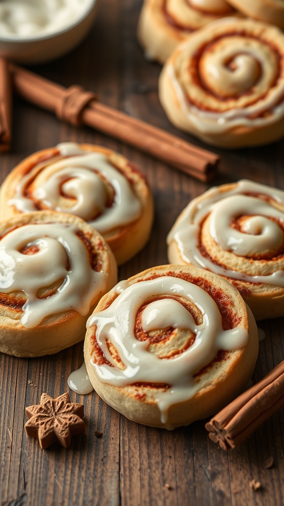 Delicious cinnamon roll cookies drizzled with frosting
