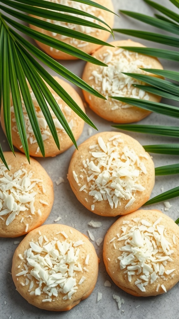 Coconut sugar cookies topped with shredded coconut