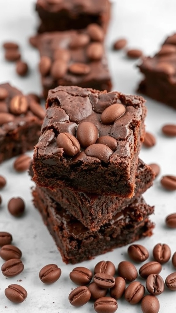 Espresso Infused Brownies with coffee beans