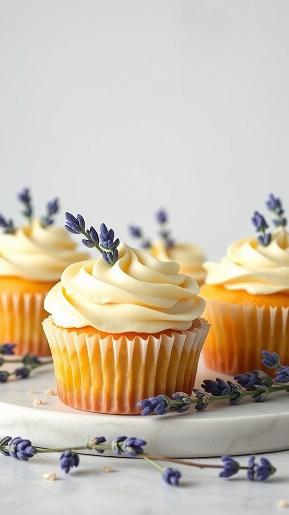 Lemon Lavender Cupcakes with Honey Buttercream