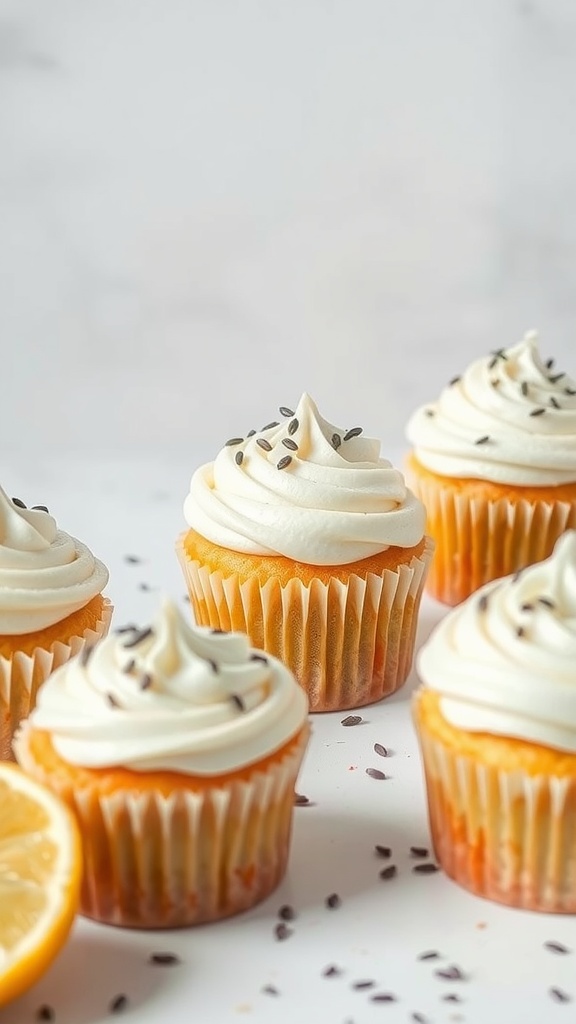 Lemon Poppy Seed Cupcakes with Vanilla Frosting