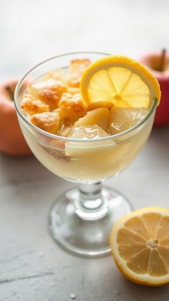 A delicious Lemon Zest Apple Cobbler, showcasing a golden crust and bright lemon slices.