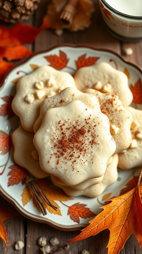 Nutmeg spiced sugar cookies on a decorative plate