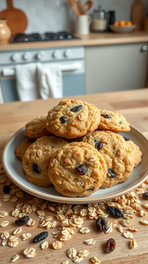 Oatmeal Raisin Sugar Cookies on a plate