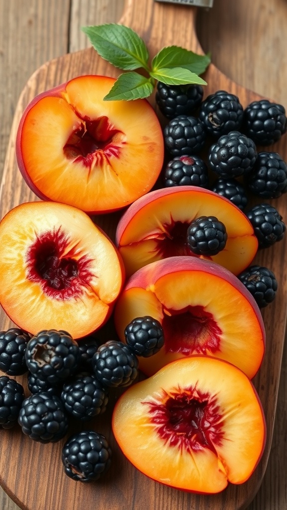 Peach and blackberry fruit salad