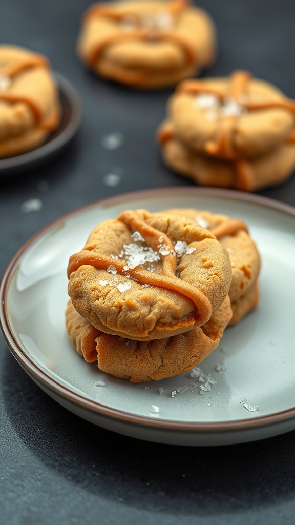 Delicious peanut butter cookies with sea salt sprinkled on top