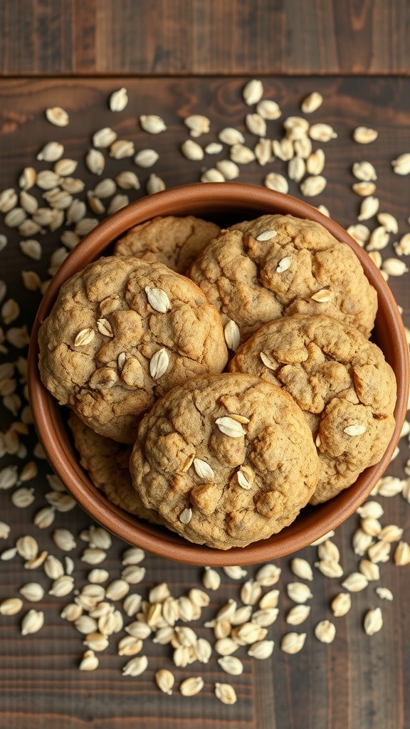 A bowl of peanut butter oatmeal cookies