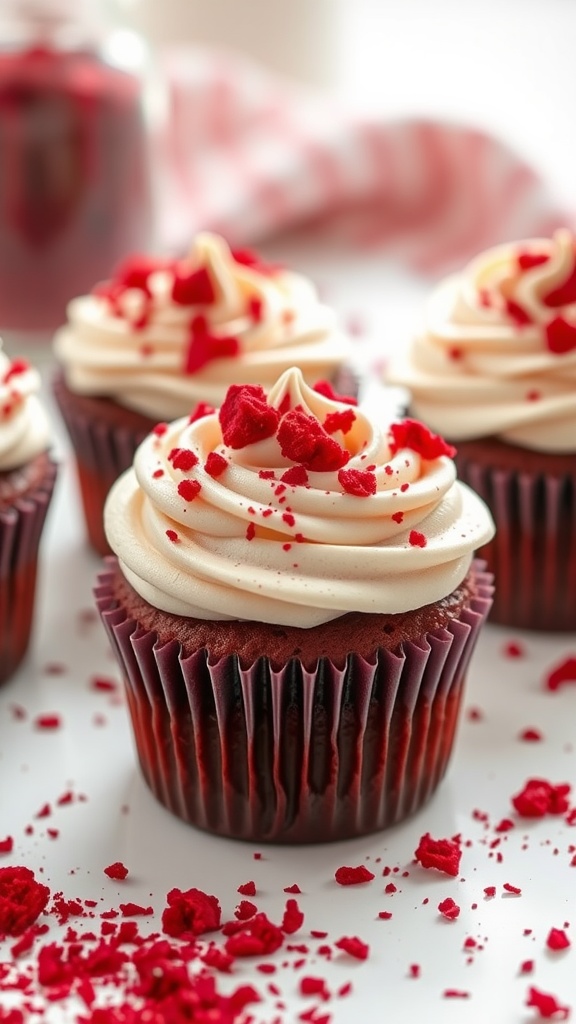 Delicious red velvet chocolate cupcakes with cream cheese frosting