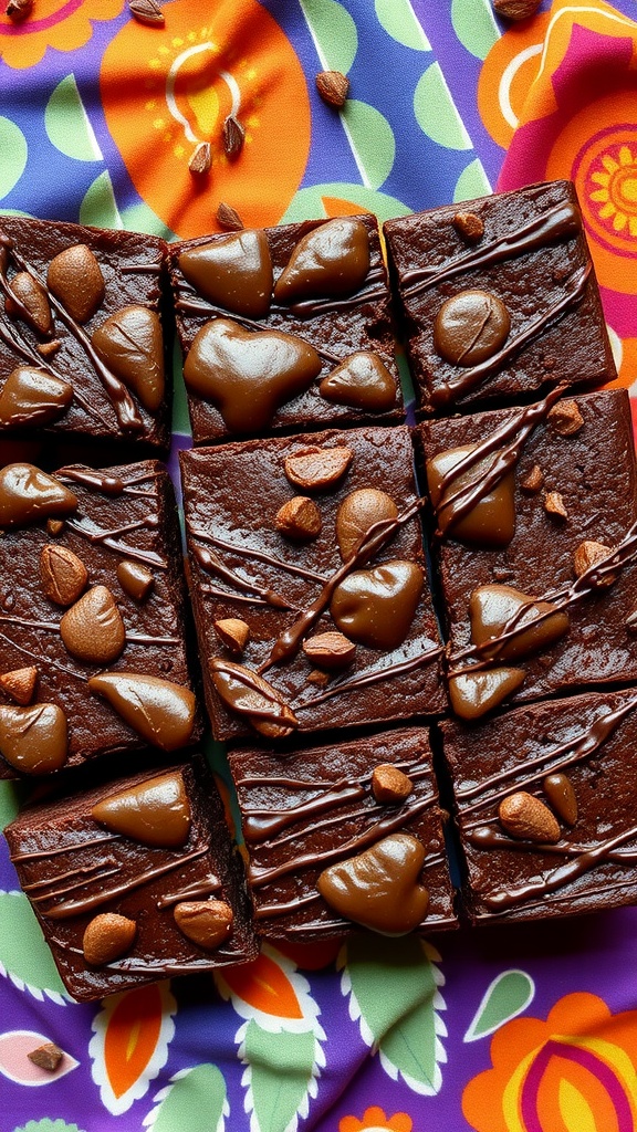 Delicious vegan fudgy brownies topped with chocolate chips