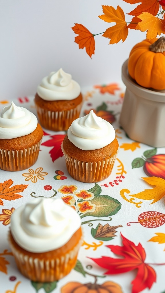 Vegan pumpkin cupcakes with whipped frosting