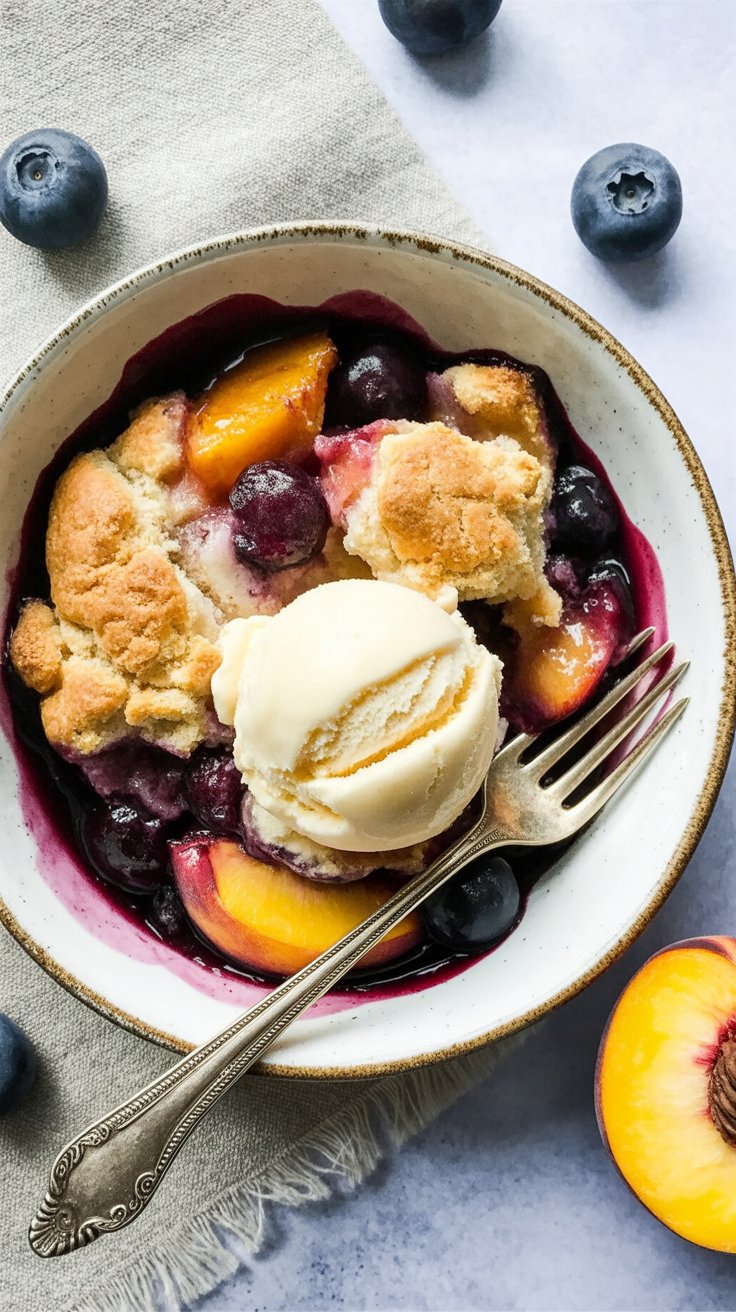 BEST Peach and Blueberry Cobbler