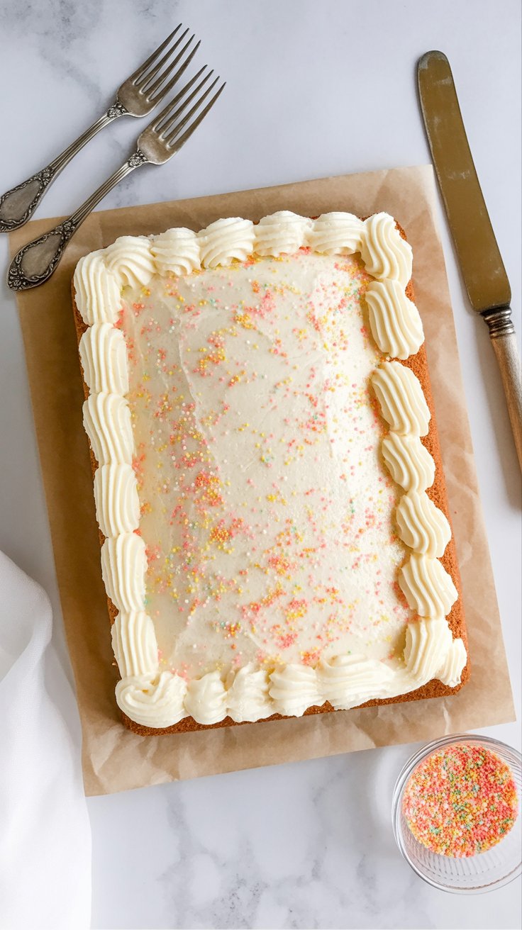BEST Vanilla Sheet Cake