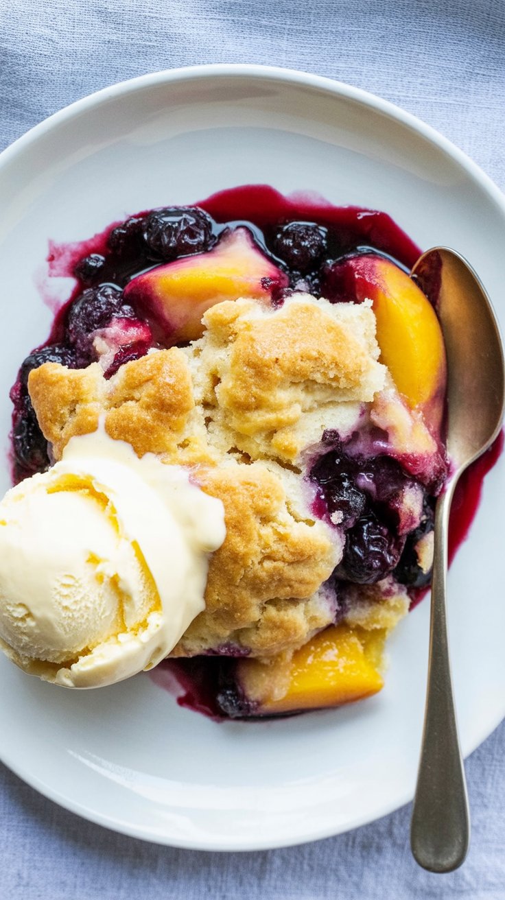 Peach and Blueberry Cobbler